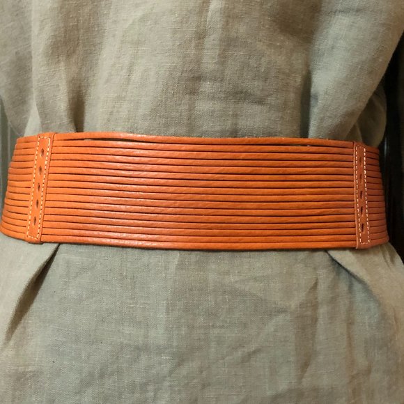 LINEAPELLE  amber brown leather belt size medium main image 14